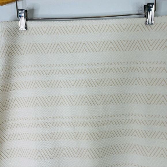 Loft cream tan chevron fringe stretch textured office preppy skirt medium tall - Picture 2 of 8